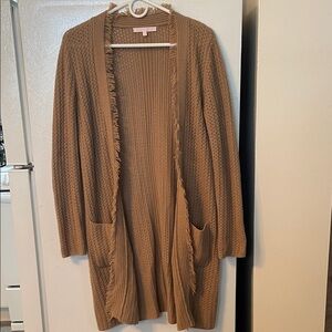 The Cashmere Project XS 100% Cashmere Oversized‎ Tan Sweater Cardigan Pockets